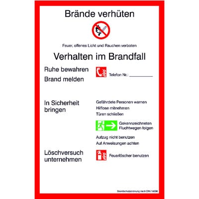 SafetyMarking Verbotsschild Aluminium B200xH300 mm Brandschutzverordnung BRD