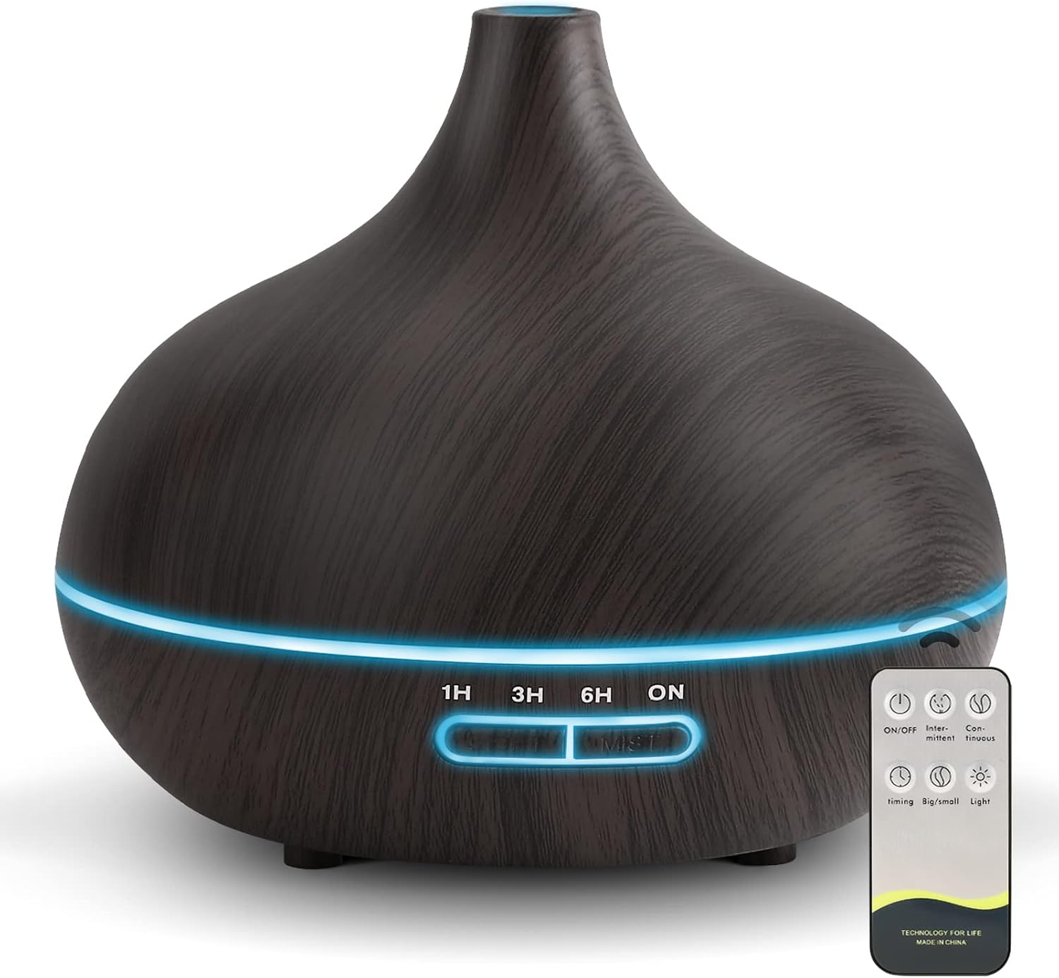 Luftbefeuchter, Aromatherapie-diffusor 550 Ml Mit Fernbedienung, Automatischer Abschaltfunktion, Helle Holzmaserung.