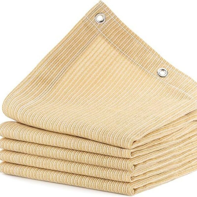 Rechteckiges Sonnensegel Aus Hochdichtem Gewebe, Uv-schutz, Beige (4 X 4 Meter)