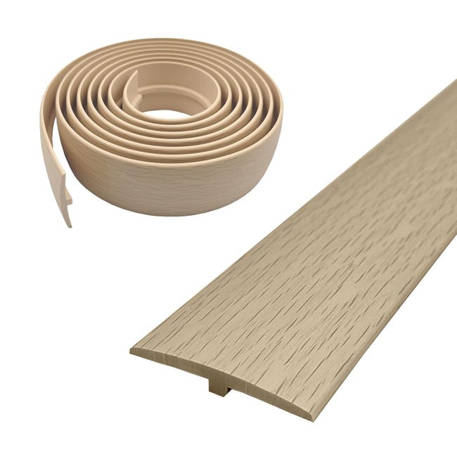Übergangsprofil, T-profil, Selbstklebend, 5 × 300 Cm, Pvc, Flache Oberfläche, Für Türschwellen Und Bodenübergänge