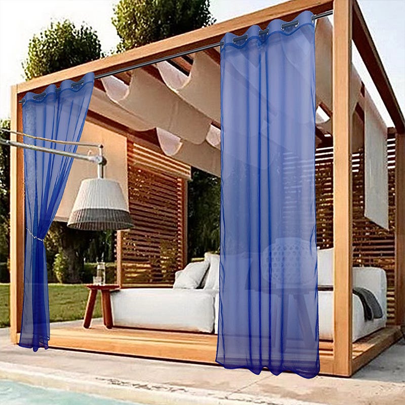 Stück Vorhangstoff Für Terrasse, Balkon Oder Gartenpavillon, Lichtdurchlässiger Tüllvorhang, Pflegeleicht, Geeignet Für Die Terrasse, 130 X 245 Cm, Blau