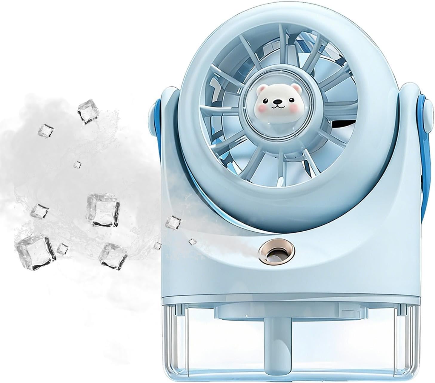Universeller, Wiederaufladbarer, Leistungsstarker Und Erfrischender Sprühventilator – Kompakter Tischventilator Für Den Persönlichen Gebrauch – Blau