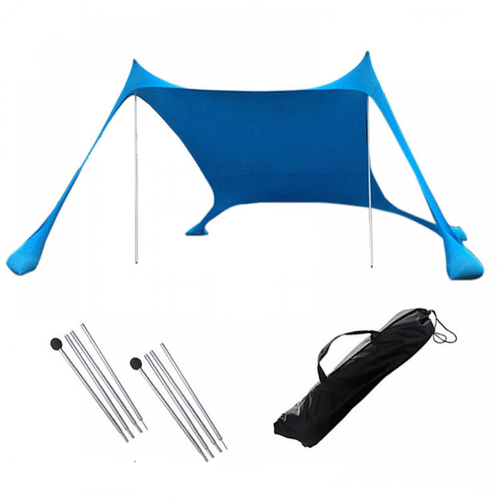 Faltbares Strandzelt Mit 2 Stangen Und 1 Tragetasche, Ideal Für Strand, Camping Und Outdoor-aktivitäten (blau), 300 X 300 X 200 Cm
