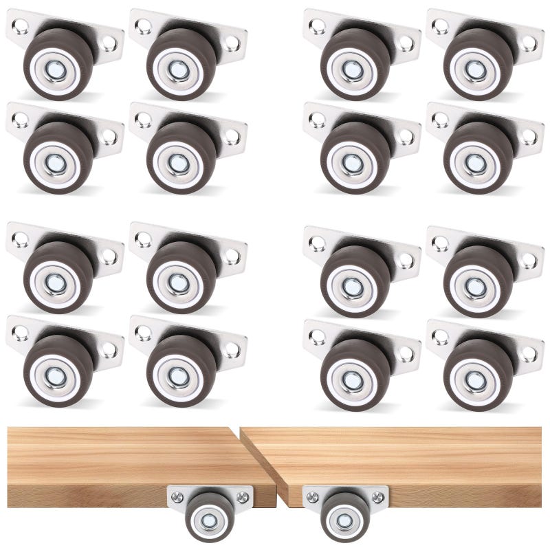 16 Türstopper-rollen, Lineare Lenkrollen Für Tischbeine, Feste Seitenrollen, 1 Zoll, Braun
