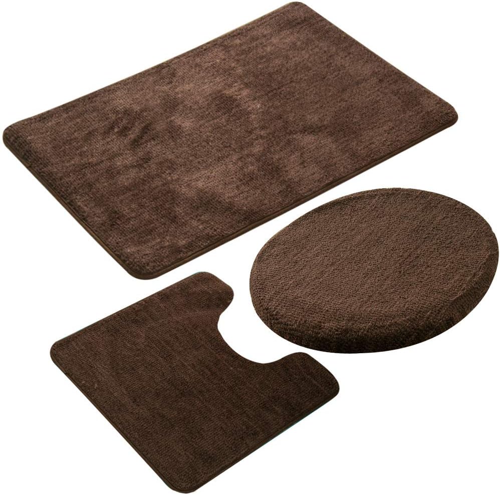 3-teiliges Badezimmermatten-set, Rutschfest, Schnelltrocknend, Weich, Komfortabel Und Saugfähig (braun)