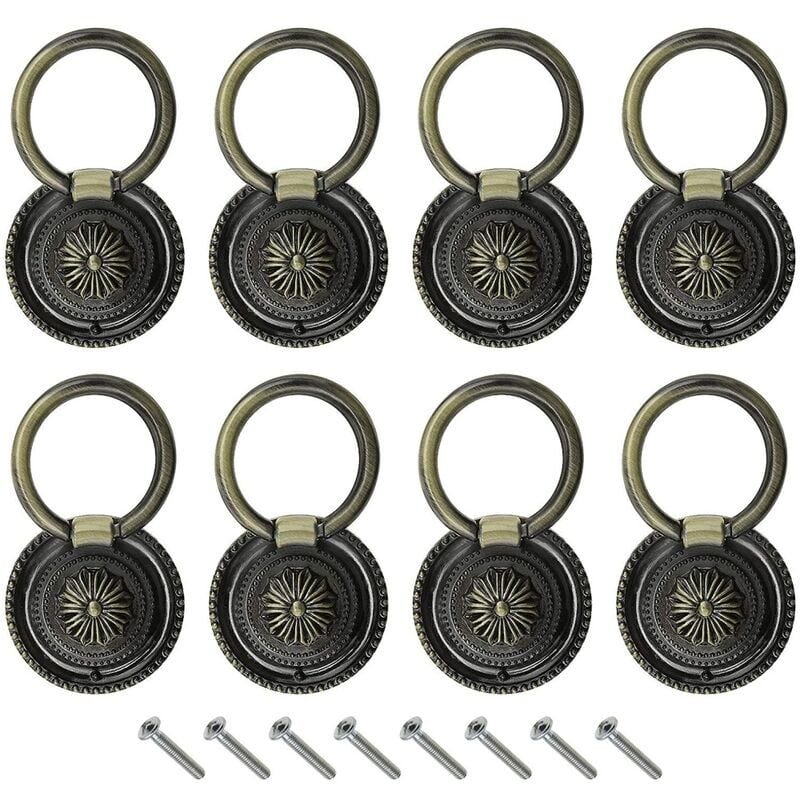 8 Stück Retro-möbelgriffringe Für Türen Und Schubladen, Vintage-stil, Mit Bronzeschrauben