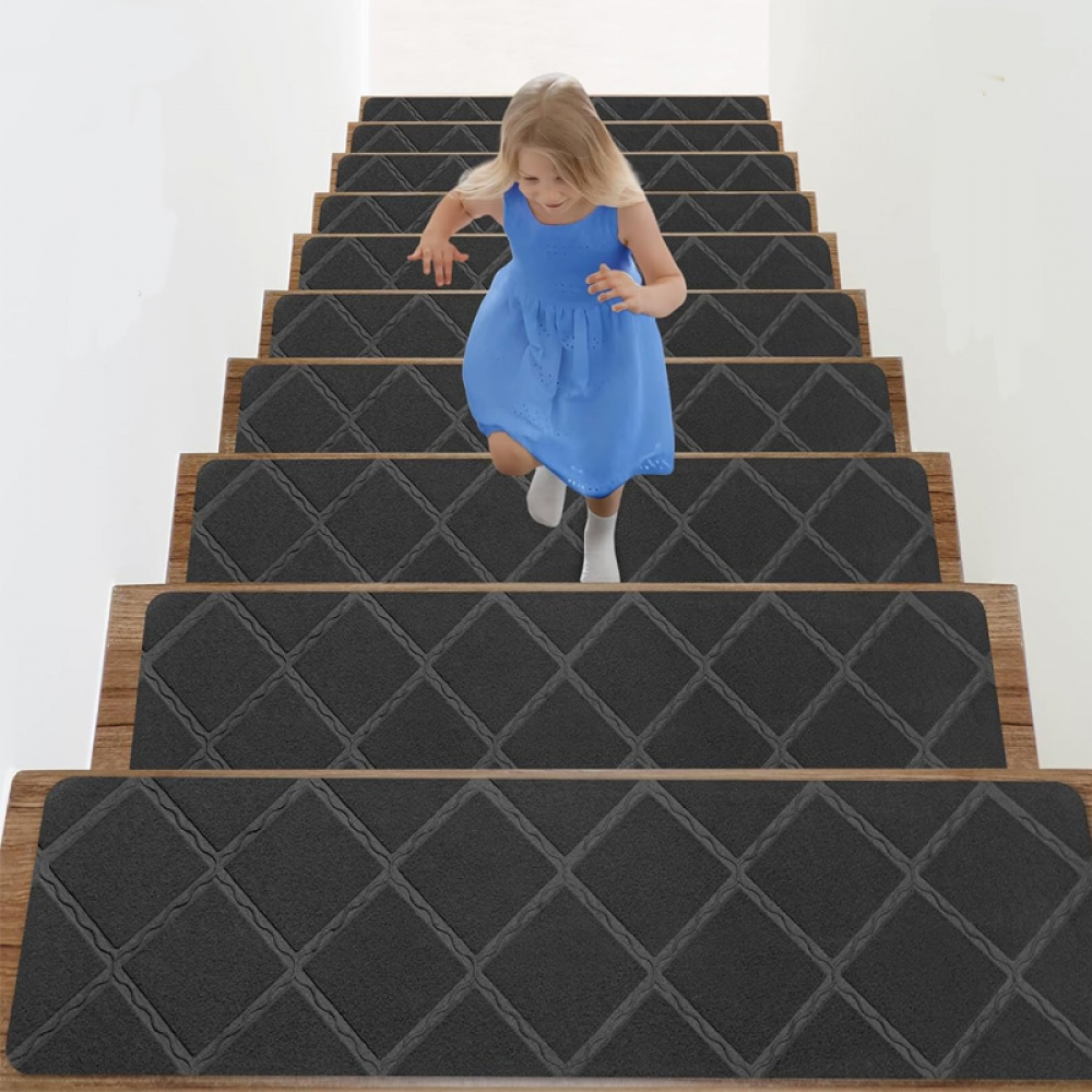 Rutschfeste Matte, Selbstklebende Treppenstufenmatten, Geeignet Für Kinder Und Senioren, Grauer Würfel, 76 X 20 Cm, 10 Stück