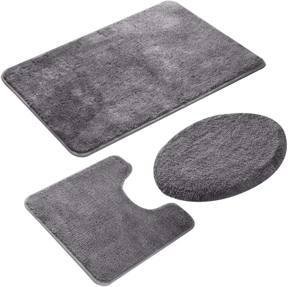 3-teiliges Badematten-set, Rutschfest, Schnelltrocknend, Weich, Komfortabel Und Saugfähig (grau)