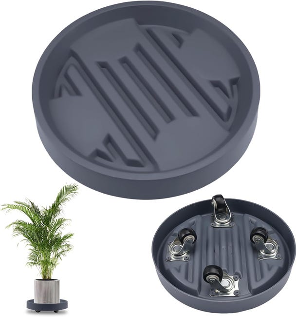 Runder, Um 360° Drehbarer Blumenständer Mit Verdeckten Rollen, Abnehmbarer Blumentopfschale, 19 Cm Innendurchmesser