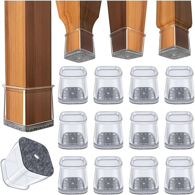 24 Quadratische Stuhlbeinschoner, Mittelgroßes Transparentes Stuhlkissen (geeignete Größe: 19-26 Mm).