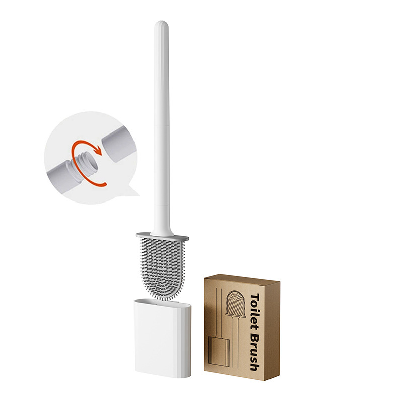 Silikon-toilettenbürste Mit Halterung, Flacher Bürstenkopf, Antibakteriell, Tropffrei, Geruchlos, Schnelltrocknend