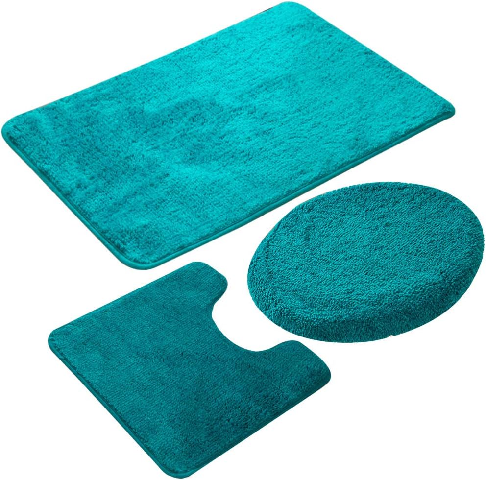 3-teiliges Badezimmermatten-set, Rutschfest, Schnelltrocknend, Weich Und Komfortabel Zur Wasseraufnahme (seegrün)