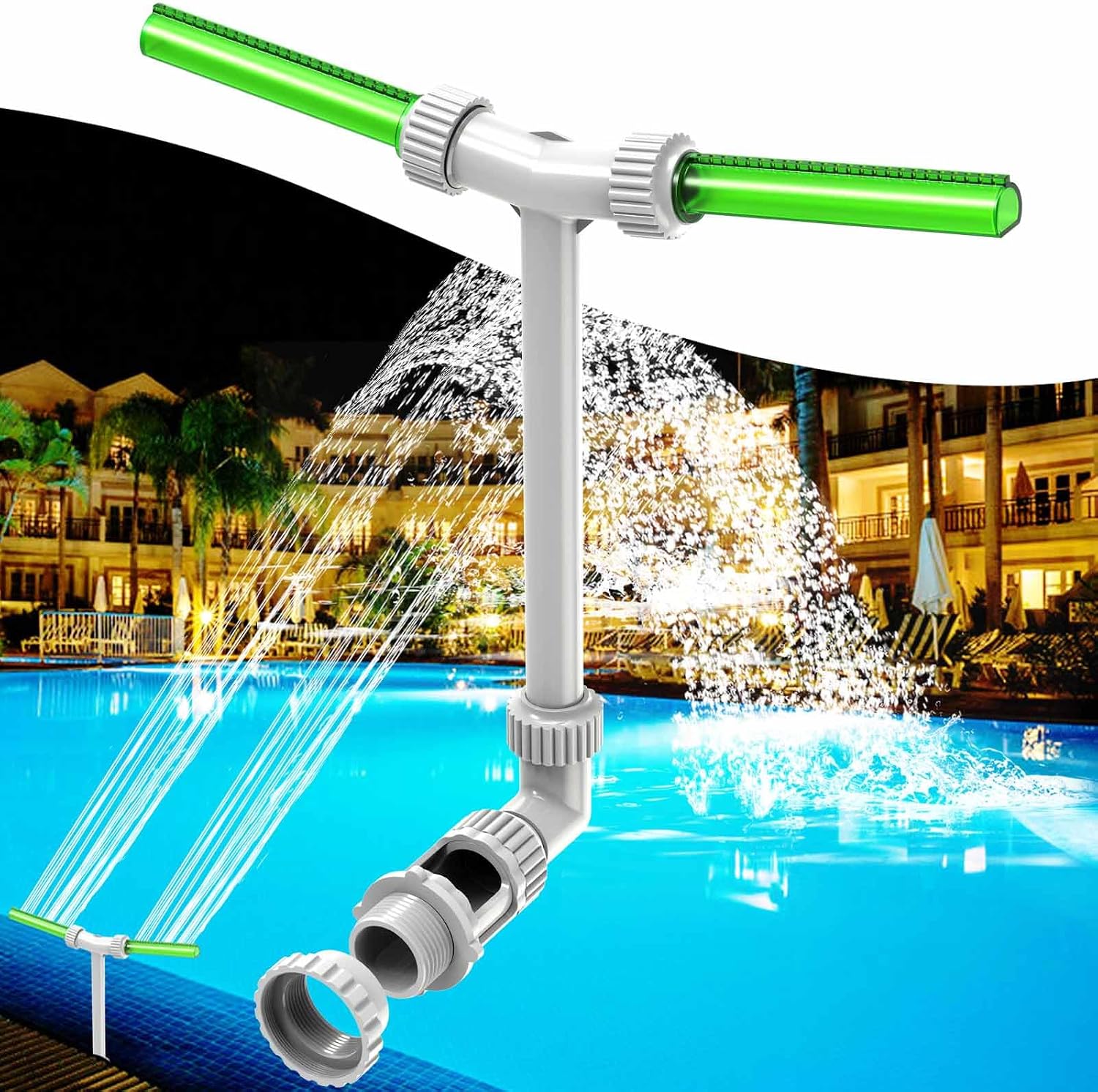 Kaskadenbrunnen, Poolwasserfall, Geeignet Für Den Außenbereich (grün)hohe Qualität, Die Ideale Wahl Für Familien.