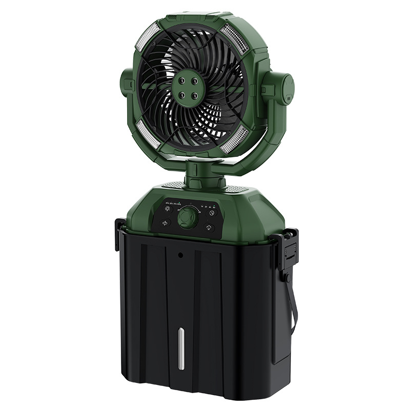 Wiederaufladbarer, Tragbarer Sprühventilator Für Heißes Wetter – Automatischer, Rotierender Campingventilator (grün)