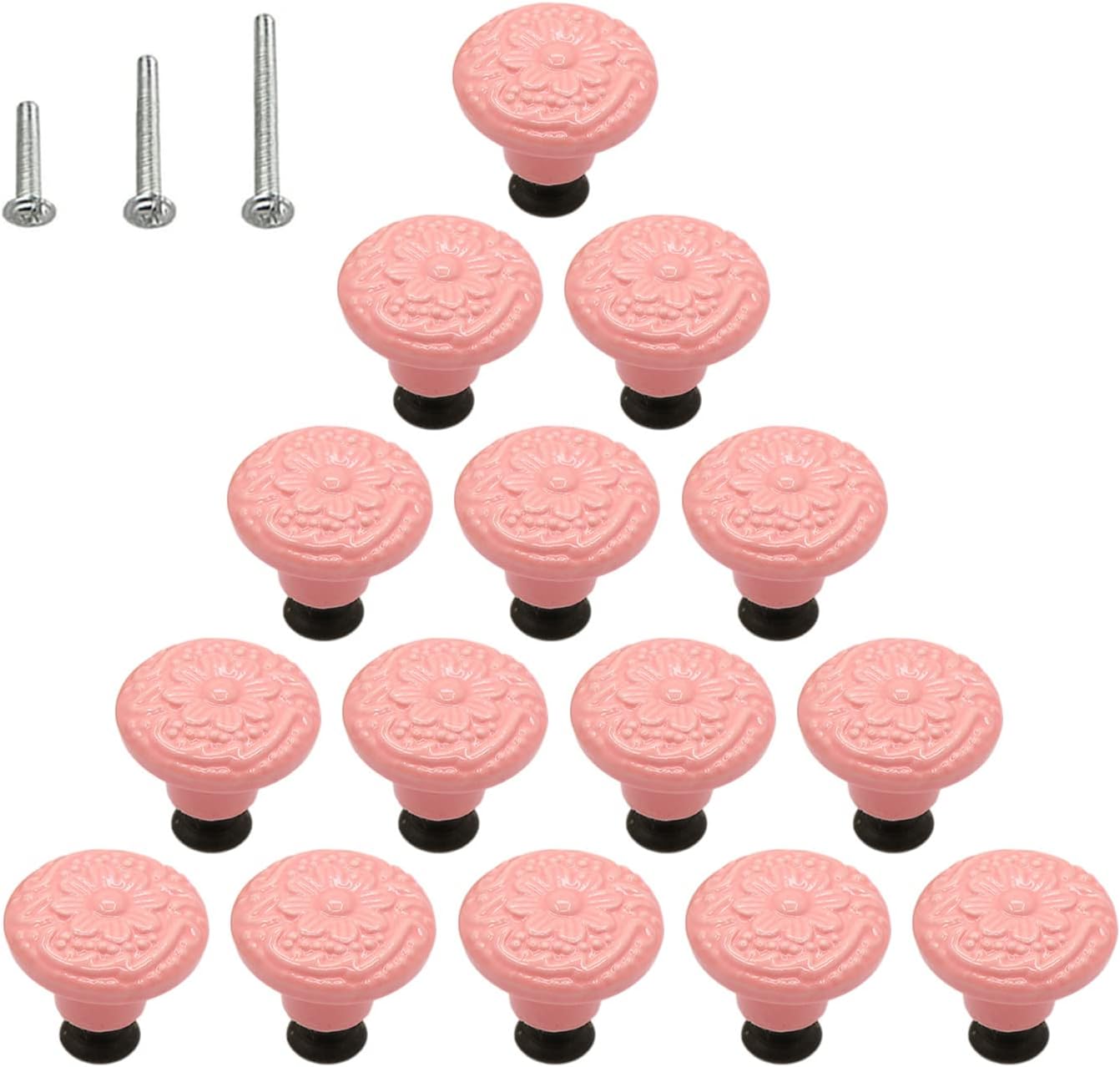 Lot Von 15 Steinplatten Aus Glänzender Keramik Im Champignon-stil Für Schrank, Kommode, Möbel, Pendel, Mit 3 Montagemöglichkeiten, Rose