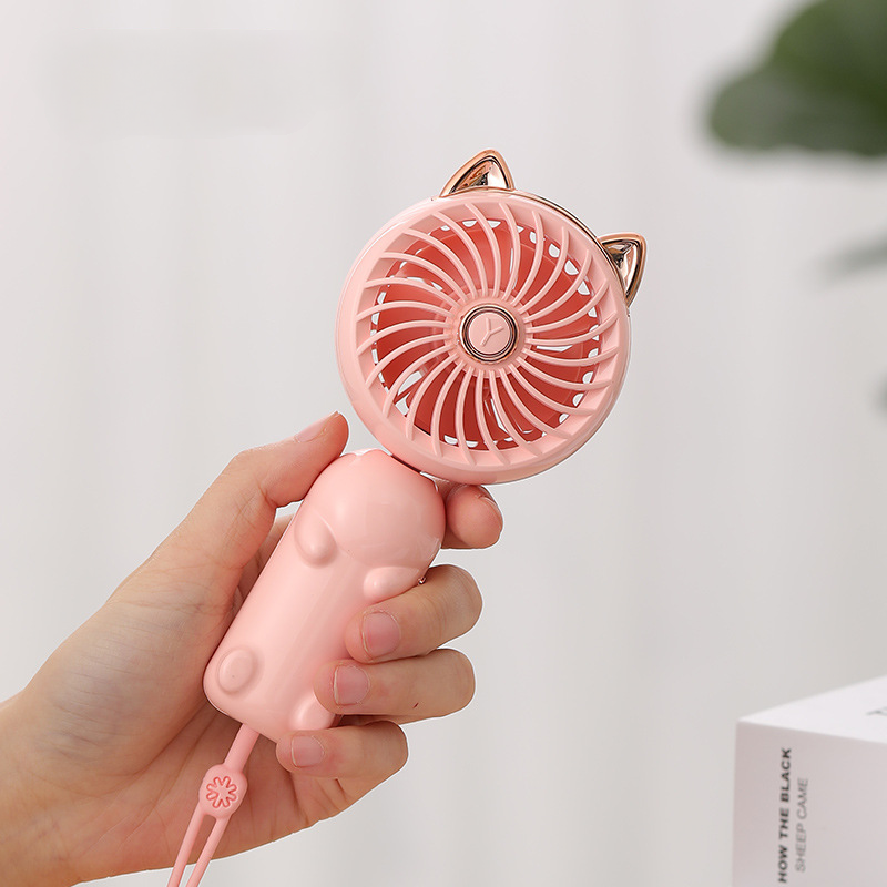 Kleiner, Faltbarer Ventilator, Tragbar Und Niedlich, Mit 3 Geschwindigkeitsstufen, Ideal Für Draußen – Pink