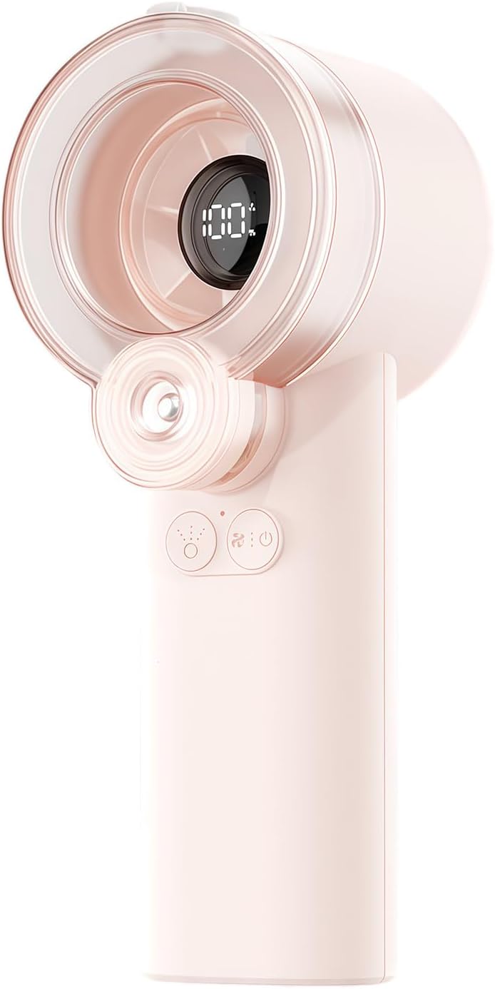 Tragbarer Sprühventilator Mit 13.000 U/min Turbinenmotor Und Magnetisch Abnehmbarem Wassertank, Rosa.