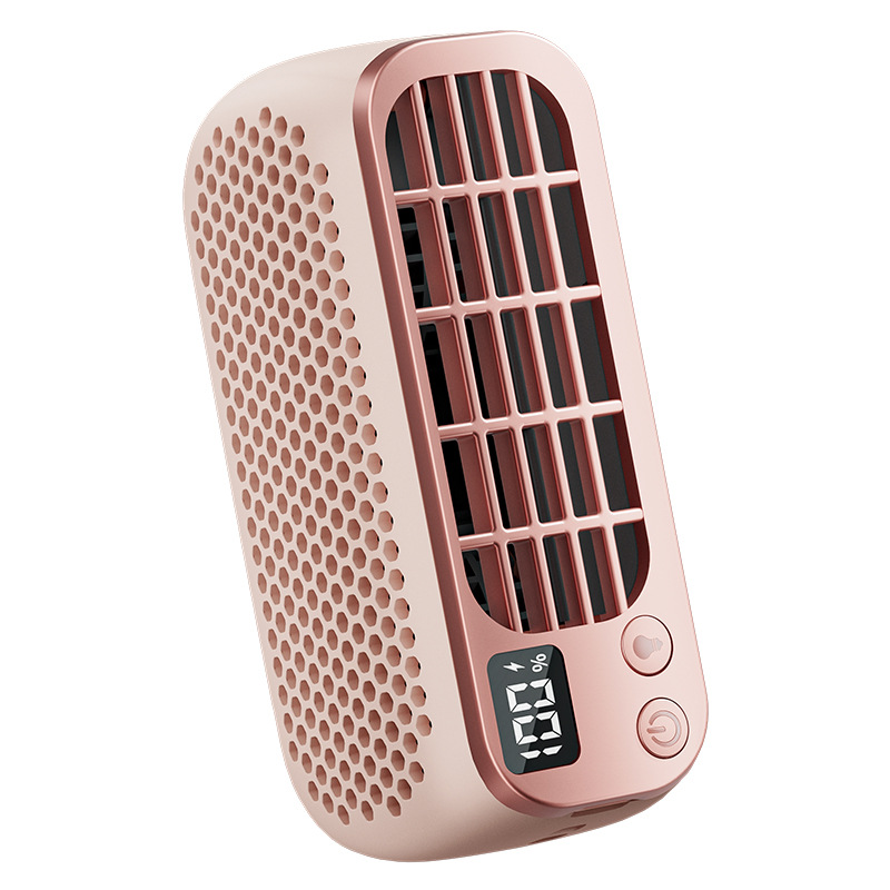 Tragbarer Ventilator, Doppelturbine, Starker Luftstrom Mit 5 Geschwindigkeitsstufen, Kompakt Und Leise, Ohne Rotorblätter, Rosa.