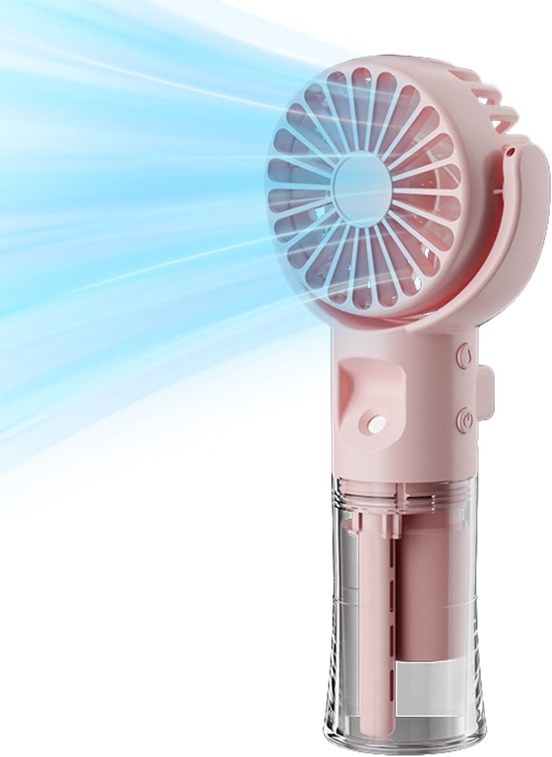 Tragbarer Sprühventilator Wiederaufladbarer Tragbarer Ventilator – 4-stufiger Tragbarer Kühler, Wanderkühler, Pink