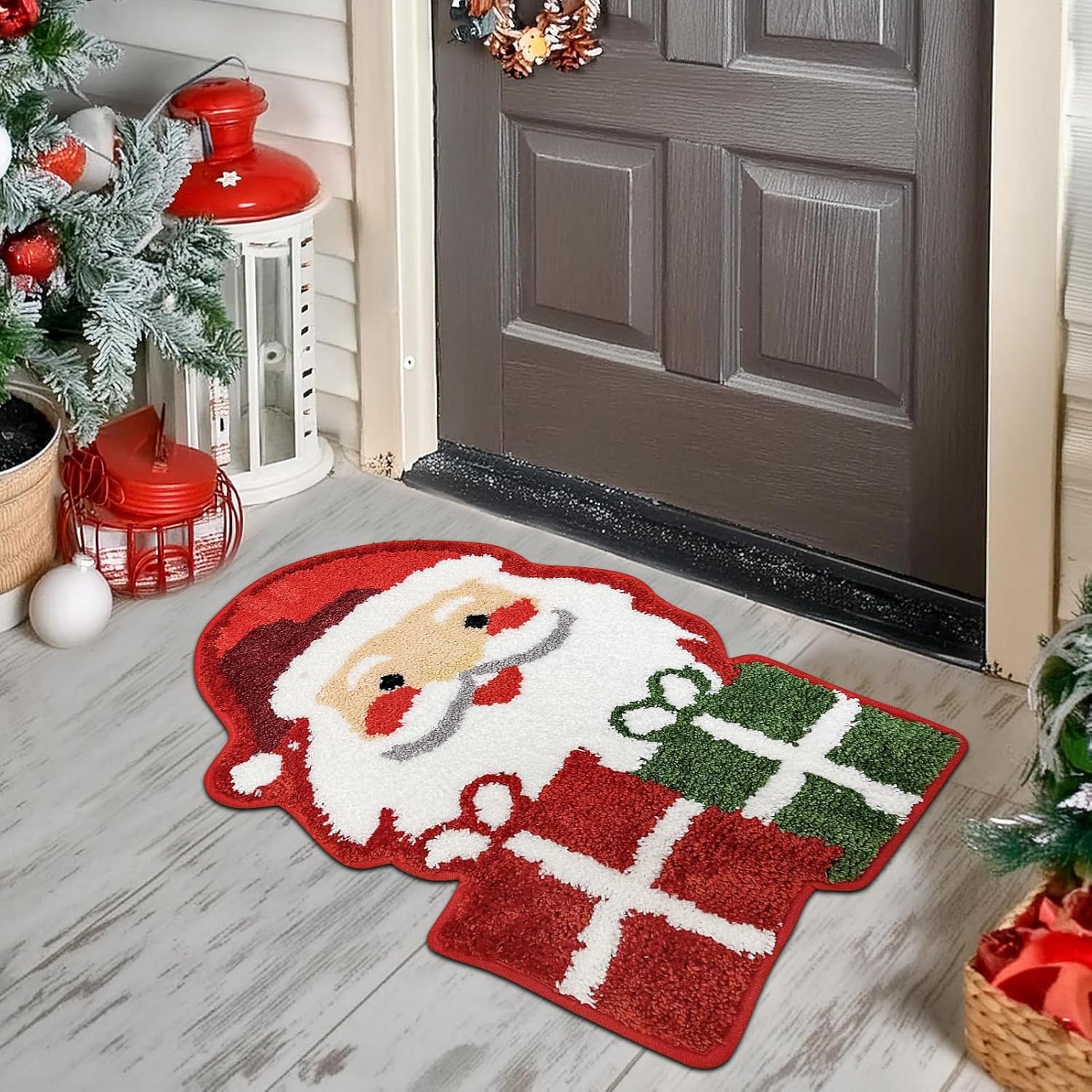 Dekorative Weihnachtsfußmatte Für Den Innen- Und Außenbereich - Rutschfest, Geeignet Für Flure, Badezimmer, Eingänge, 40 X 60 Cm.