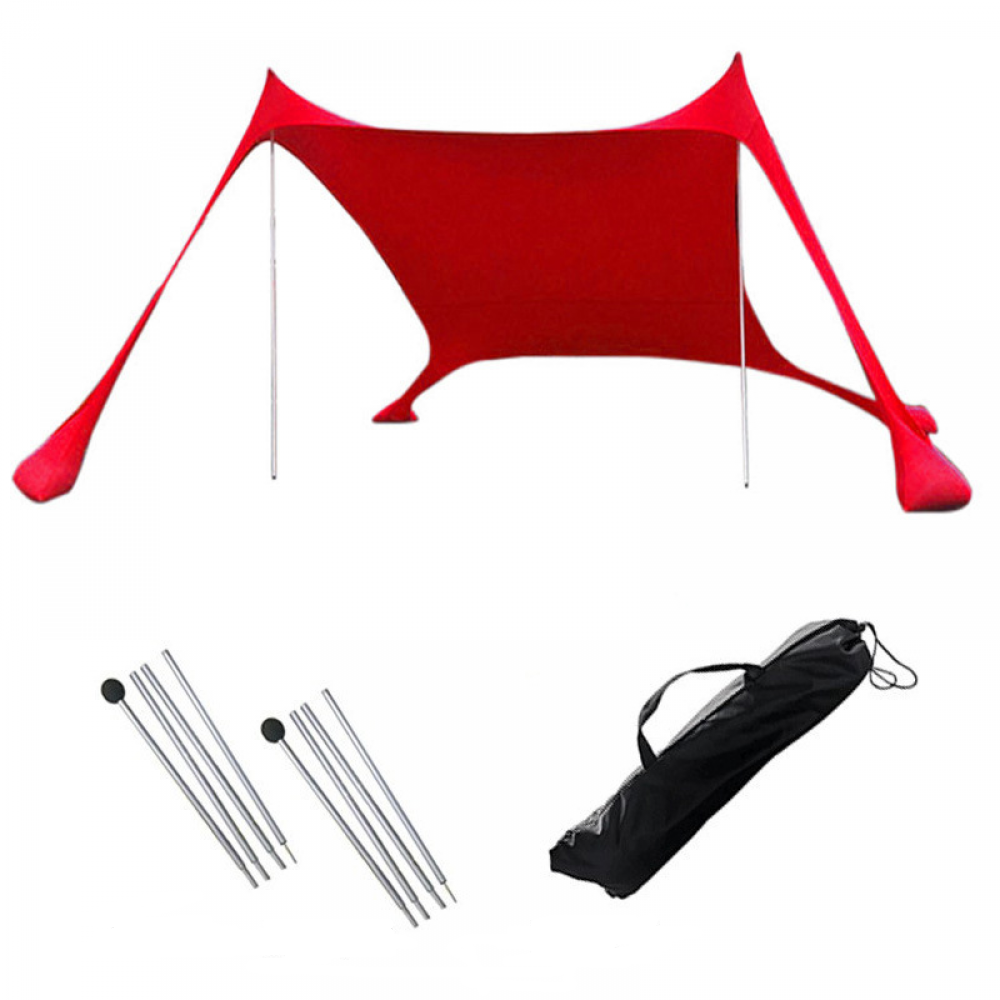 Faltbares Strandzelt Mit 2 Stangen Und 1 Tragetasche, Ideal Für Strand, Camping Und Outdoor-aktivitäten (rot), 200 X 210 X 150 Cm