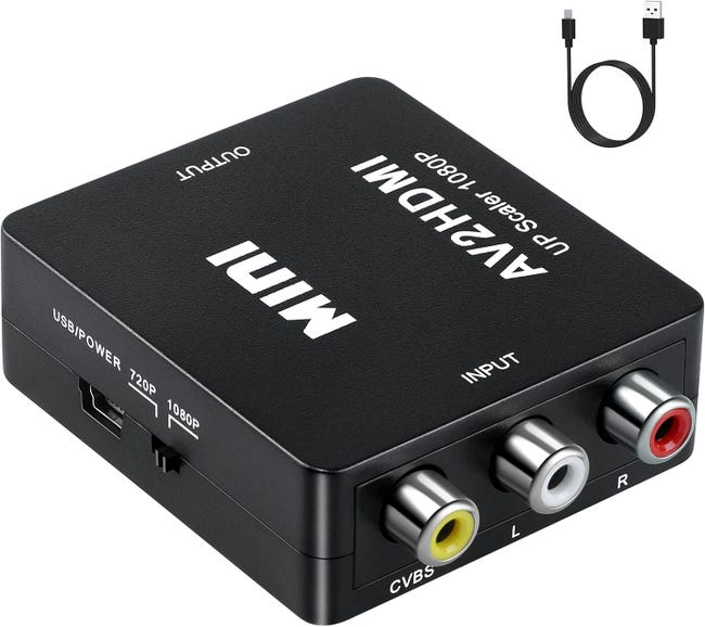 Rca-zu-hdmi-adapter, Av-zu-hdmi-audio-/video-konverter, 1080p-kompatibel, Usb-stromkabel Im Lieferumfang Enthalten.