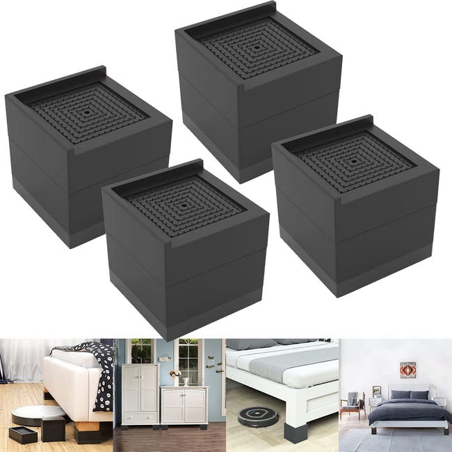Ein Set Aus 4 Bettkeil- Und Möbelerhöhungsblöcken, Geeignet Zum Anheben Von Möbelbeinen.