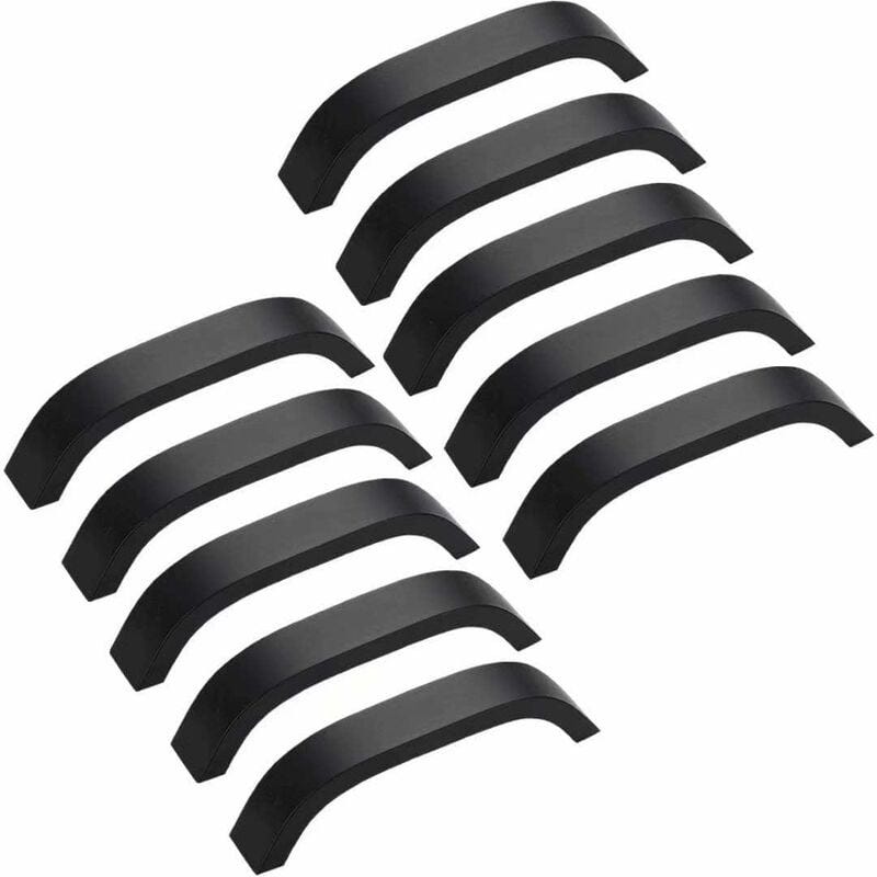 Set Mit 10 Modernen Möbelgriffen, 160 Mm, Für Schrank- Und Kleiderschranktüren, Inklusive Schrauben, Schwarz