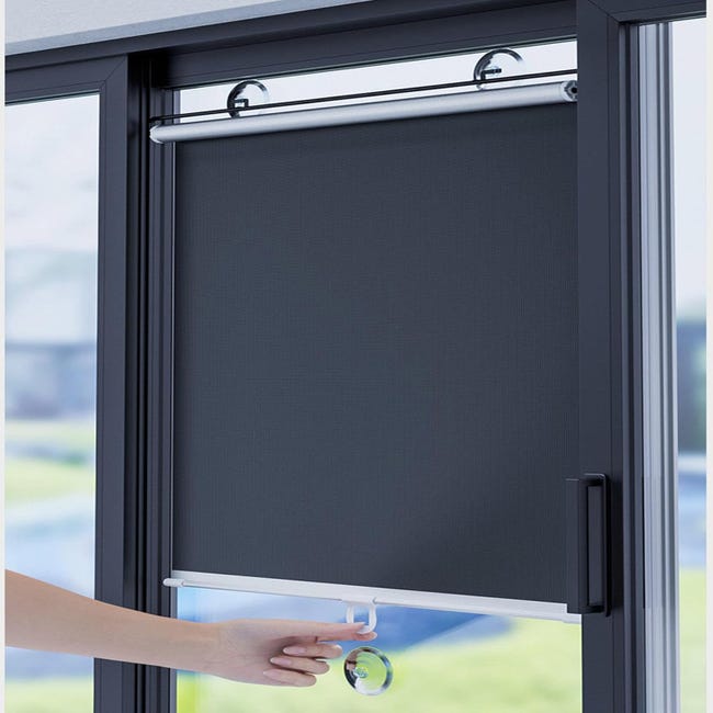 Saugnapf-rollo – Einziehbares Sonnenschutzrollo – Verdunkelungsrollo – Sichtschutzrollo – Schwarz, 60 X 125 Cm