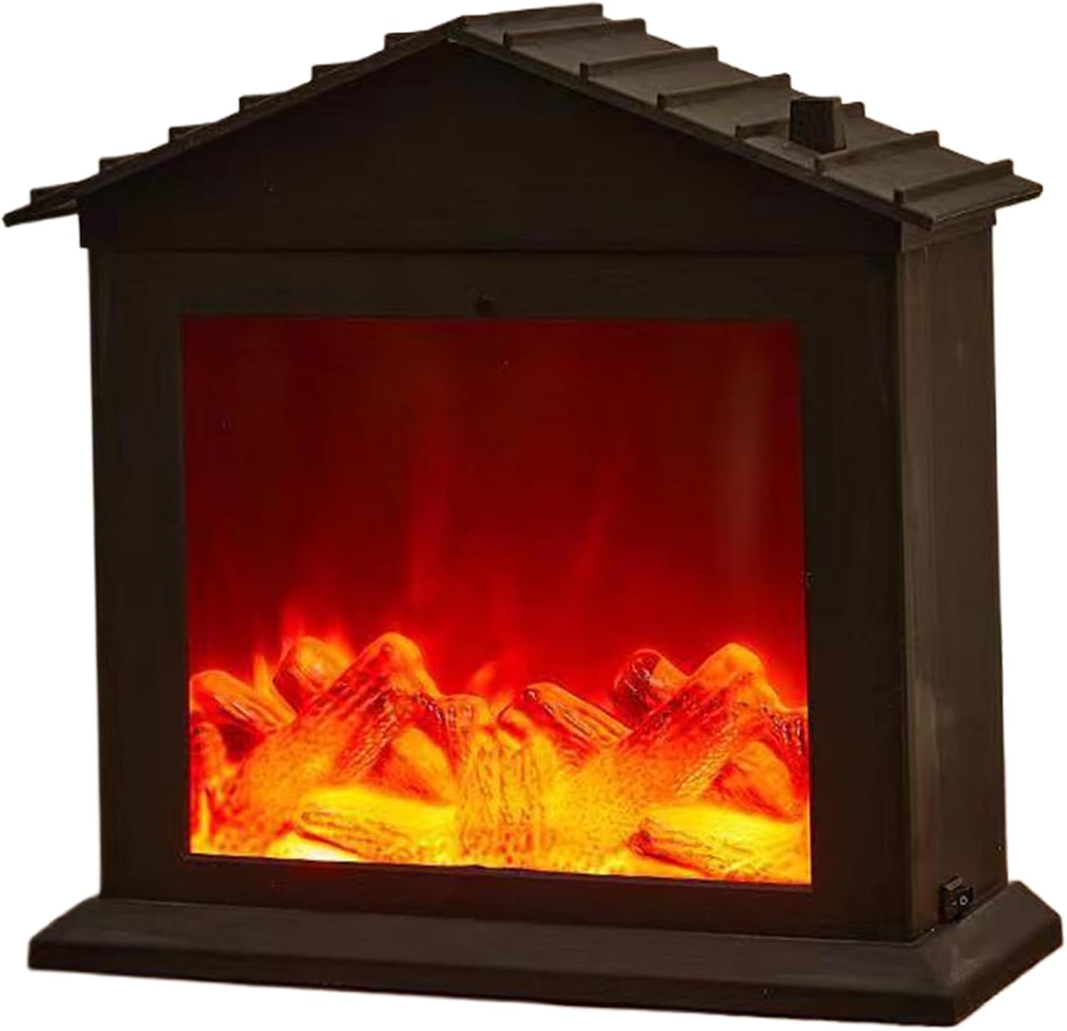 Künstlicher Kamin – Kleiner, Realistischer, Flammenloser Led-elektrokamin, Batterie-/usb-betrieben, In Form Eines Mini-dekorationshauses Für Das Wohnzimmer Zur Weihnachtszeit