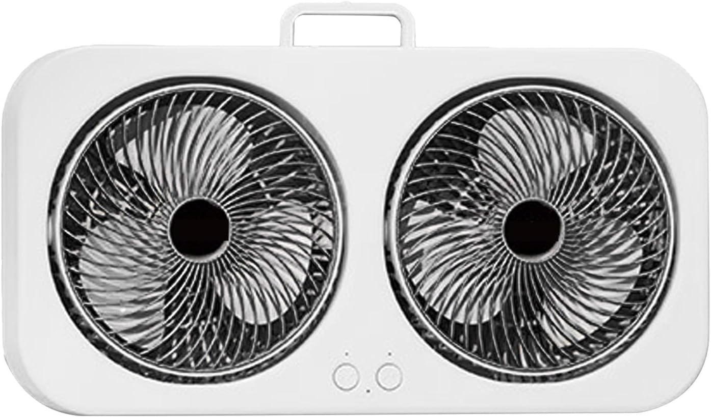 Mini-usb-ventilator Mit Zwei Köpfen, Wiederaufladbar – Drei Geschwindigkeitsstufen, 90° Verstellbarer Winkel, Starker Luftstrom, Tragbar – Schwarz