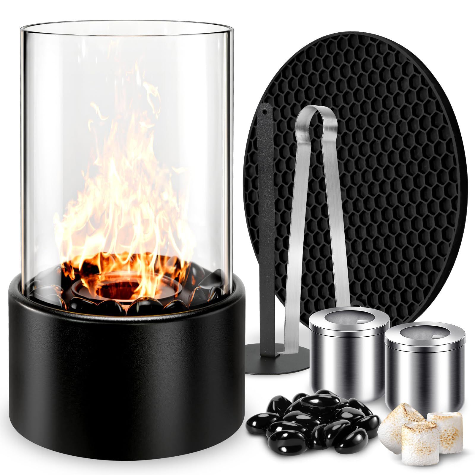 Tischkamin Für Den Außenbereich, Ethanol-kamin Für Den Innenbereich Mit Winddichtem Glasdeckel, Mini-tischkamin (rauchfrei)