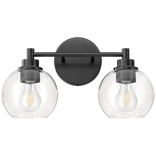 Wandleuchte Für Das Wohnzimmer, Runder Spiegelglas-scheinwerfer, Doppelkopf, Schwarz, 220 V, E27-fassung