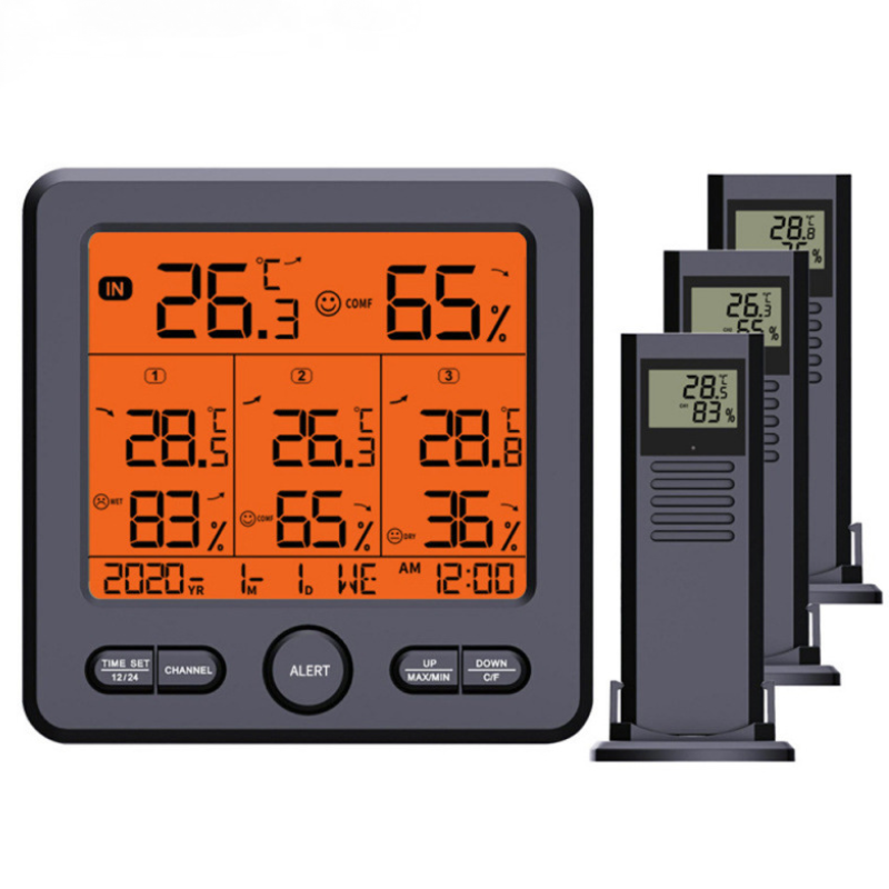 Drahtlose Wetterstation, Ausgestattet Mit 3 Fernsensoren Sowie Einem Wasserdichten Digitalen Thermometer Und Hygrometer.