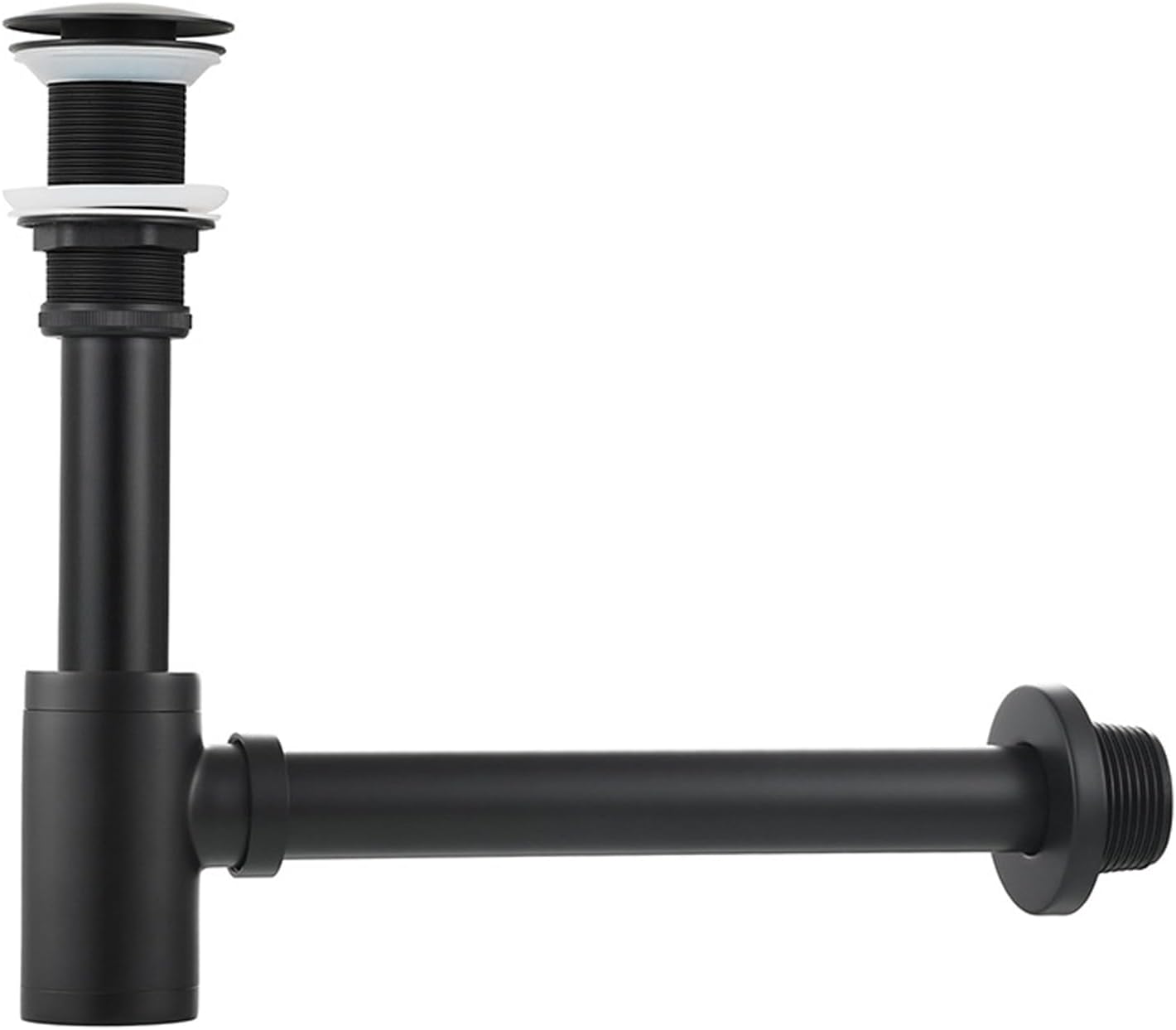 Spülbecken-siphon Aus Edelstahl Mit Stöpsel - Universal-siphon - Abflussstopfen - Pop-up (schwarzes Set Mit Überlauf)