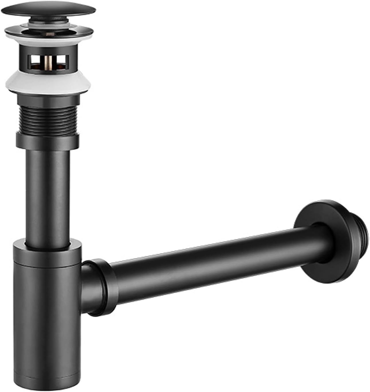 Spülbecken-siphon Aus Edelstahl Mit Stöpsel - Universal-siphon - Ablauf - Pop-up (schwarzes Set Ohne Überlauf)