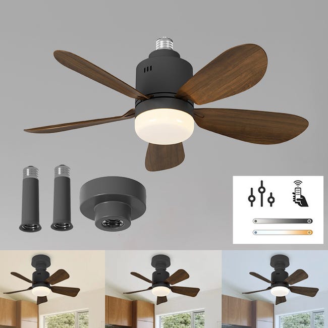 Deckenventilator Mit Fernbedienung, Einstellbarer Lüftungsgeschwindigkeit, 4 Geschwindigkeitsstufen, Geeignet Für Esszimmer, Walnussholzfarbe.