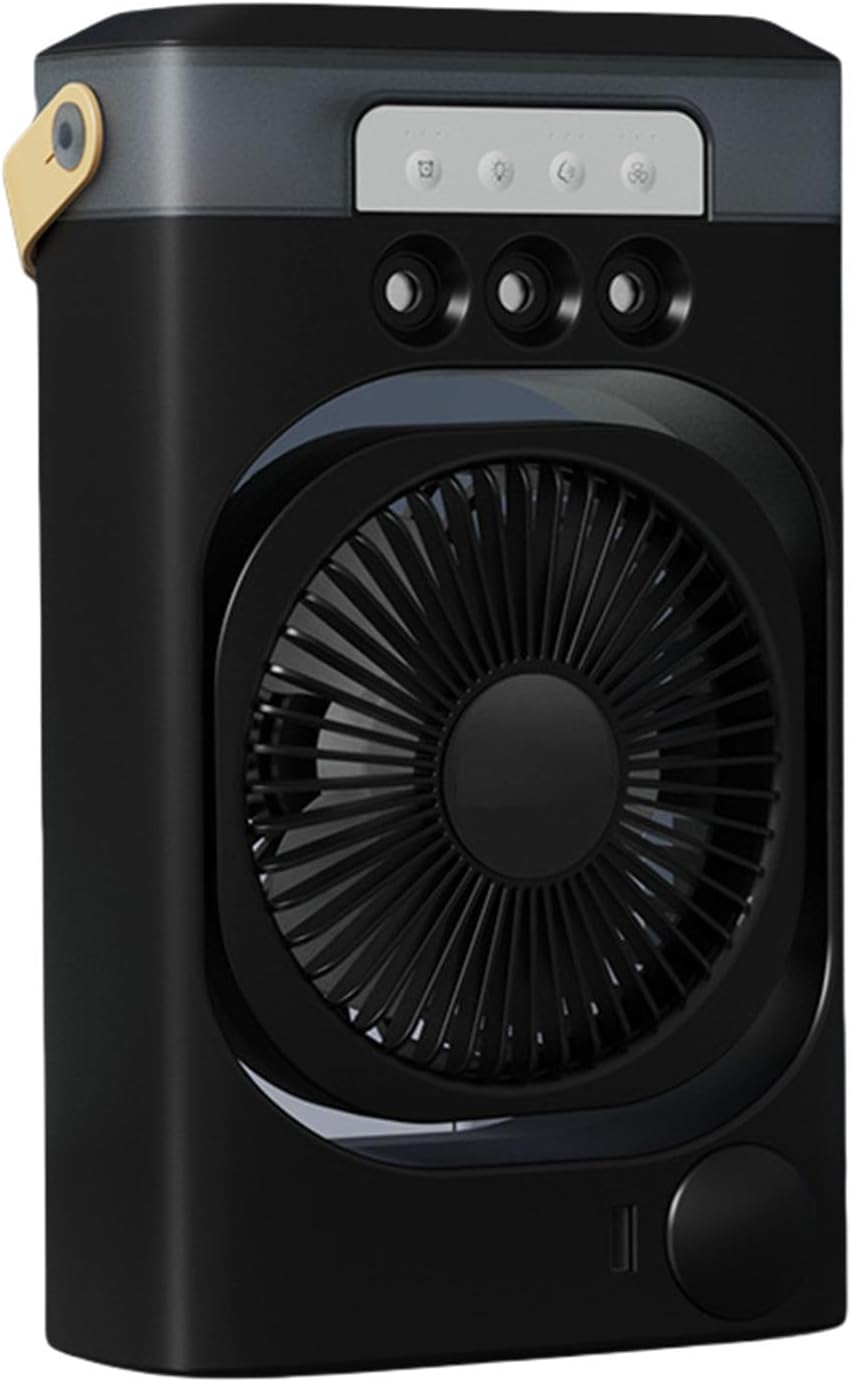 Wiederaufladbarer, Tragbarer Tischventilator Mit Klimaanlage, Drei Geschwindigkeitsstufen, Geeignet Für Den Bürogebrauch, Schwarz.