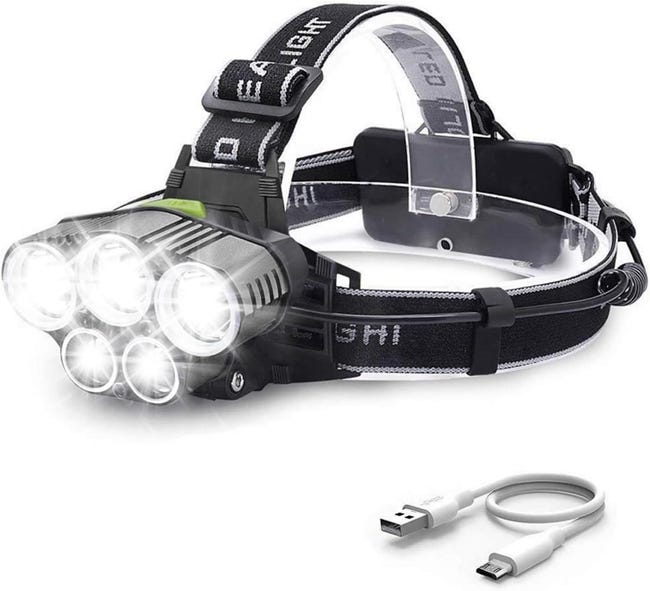 Wiederaufladbare Led-scheinwerfer, Ultrahell, Wasserdicht Und Leicht, Mit Roten Rücklichtern, 6 Beleuchtungsmodi Und Abstrahlwinkeln.