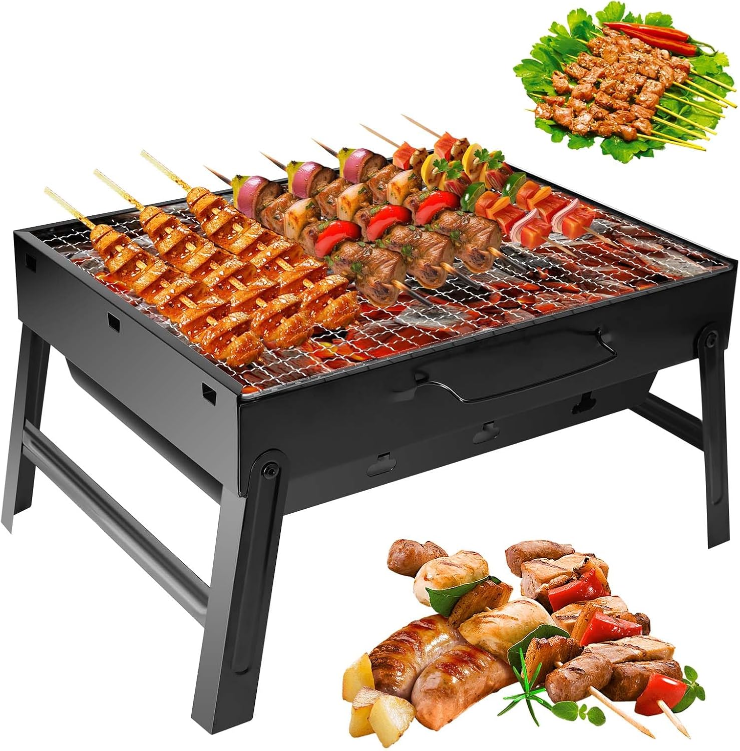 Tragbarer, Faltbarer Mini-grill – Camping- Und Picknicktisch – Geeignet Für Picknicks, Garten, Terrasse, Camping Und Reisen
