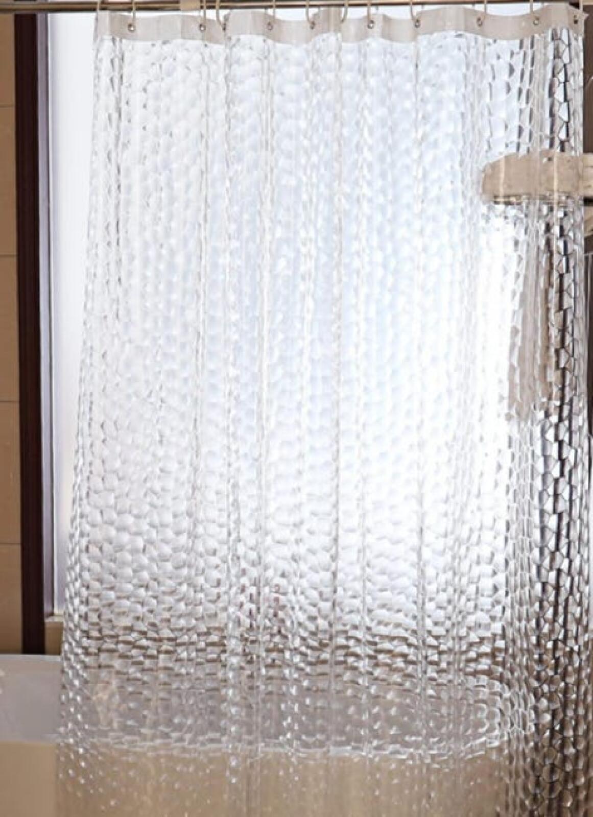 Anti-schimmel-duschvorhang, 180 X 200 Cm, Halbtransparenter 3d-duschvorhang Aus Waschbarem Eva Mit Haken.