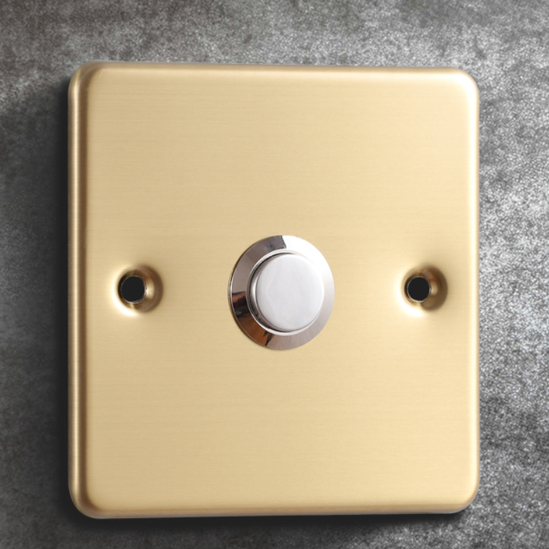 Türklingelpanel Aus Edelstahl, Türklingelpanel Mit Klingelknopf, Automatischer Rückstellknopf, 86 Mm X 86 Mm (gold)