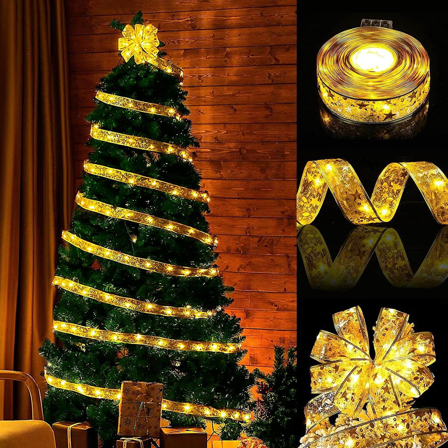 Lichterkette Für Weihnachtsbäume - 100 Leds - Perfekt Für Hochzeits- Und Silvesterpartydekorationen - Goldfarbenes, Warmes Licht, 10 M.