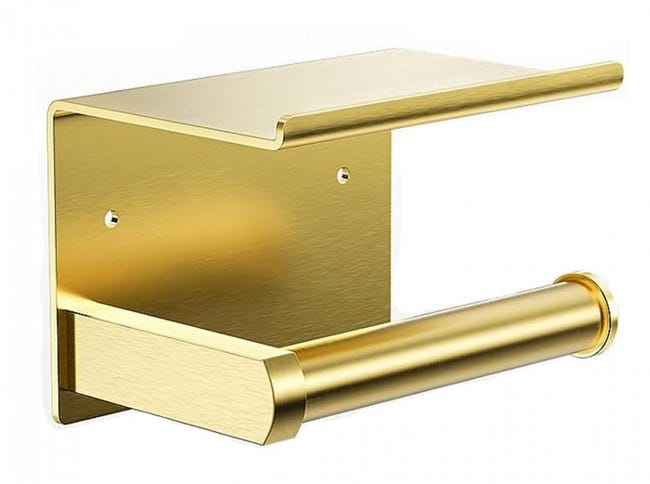 Selbstklebender Toilettenpapierhalter, Matter Edelstahl, Zur Wandmontage, Zum Aufkleben Oder Anbohren, Gold