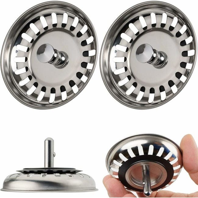 Set Mit 2 Küchenspülenstöpseln 80 Mm – Edelstahl-abflussstopfen Für Schnelles Abfließen, 80 Mm Anti-verstopfungs-abflussstopfen