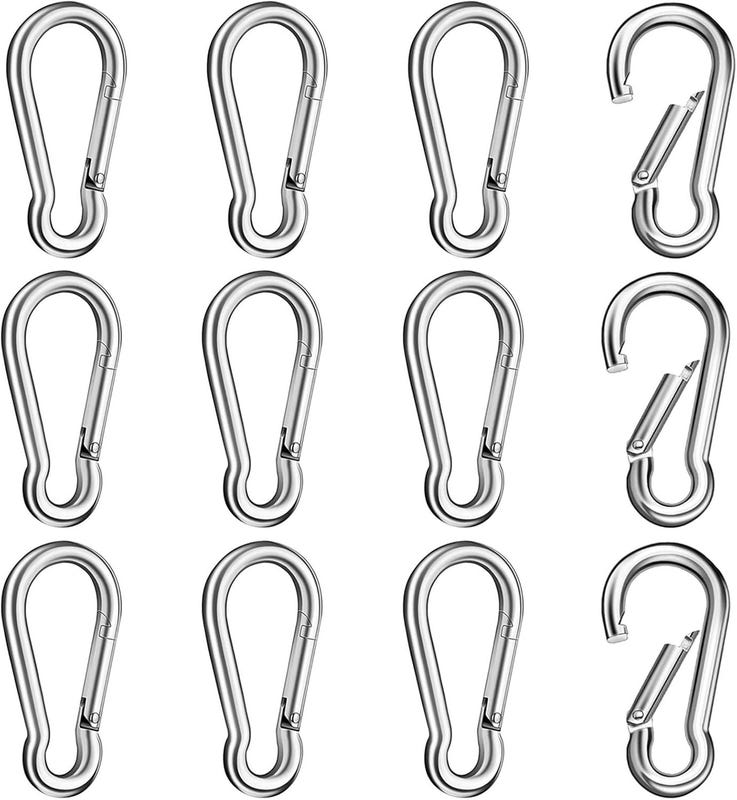 Edelstahl-karabiner - 12er-pack - Robust, Vielseitig Einsetzbar Für Sport, Camping, Haustiere, 7x70 Mm.
