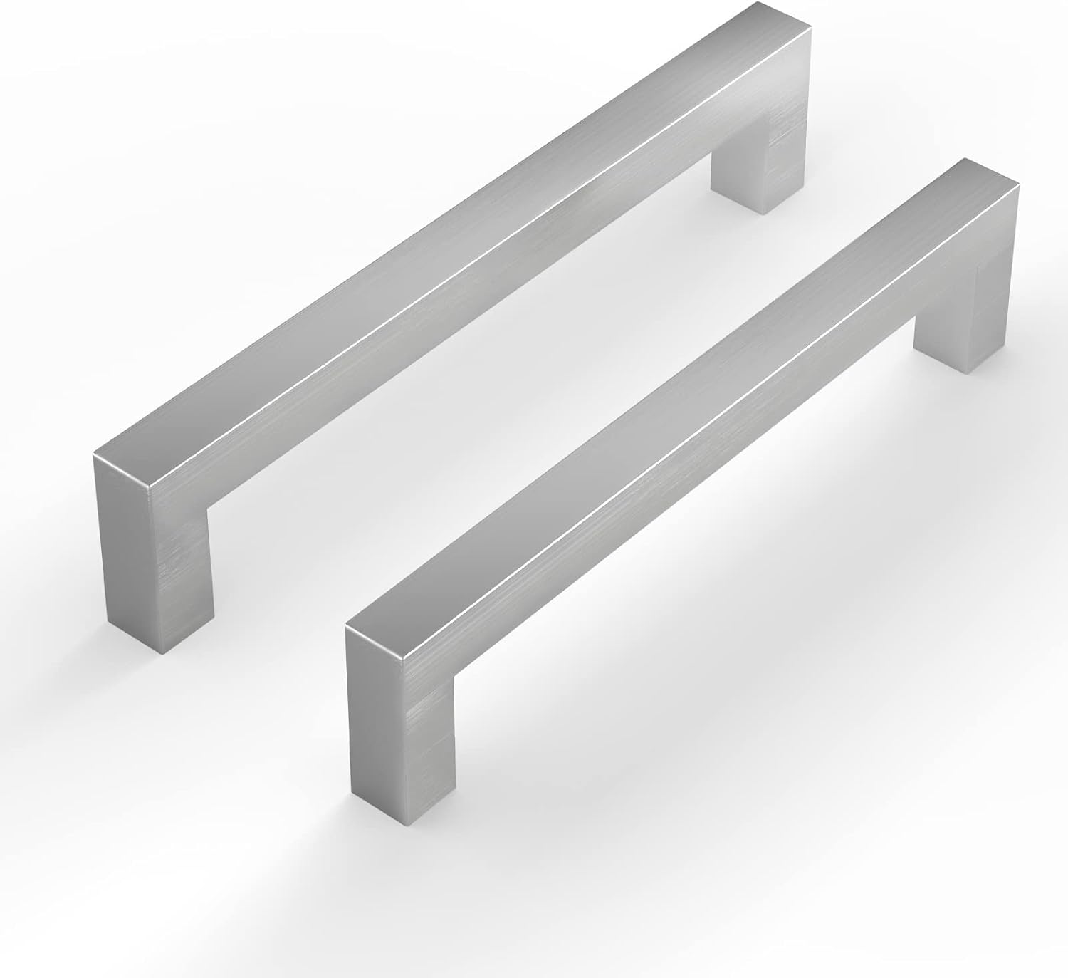 Set Aus 2 Silbernen Küchenschrankgriffen, 96 Mm Lochabstand, Aus Edelstahlhohe Qualität, Die Ideale Wahl Für Familien.