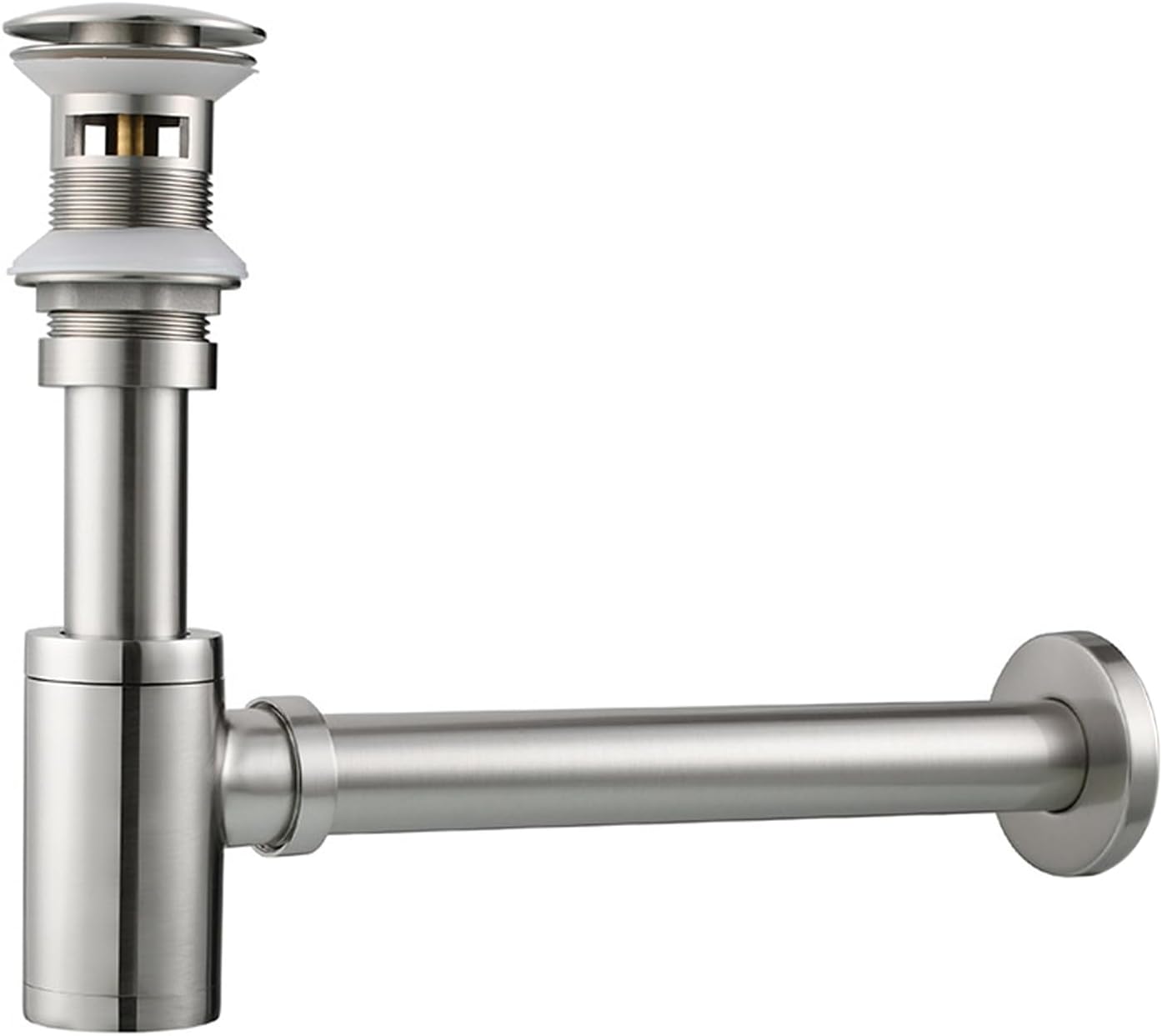 Spülbecken-siphon Aus Edelstahl Mit Stöpsel - Universal-siphon - Pop-up-ablauf (gebürstetes Set Mit Überlauf)