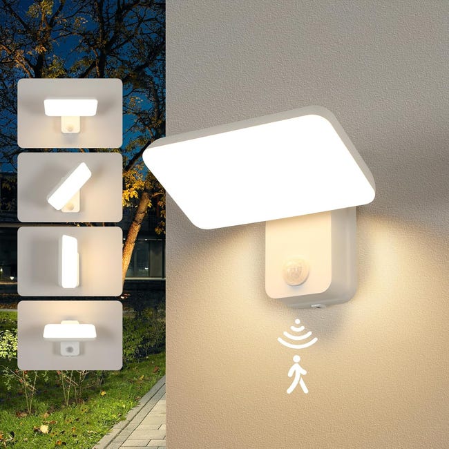 Led-wandleuchten Für Den Innen- Und Außenbereich Mit Präsenzsensor, Gartenleuchten Aus Aluminium, Drehbar, Warmweißes Licht.