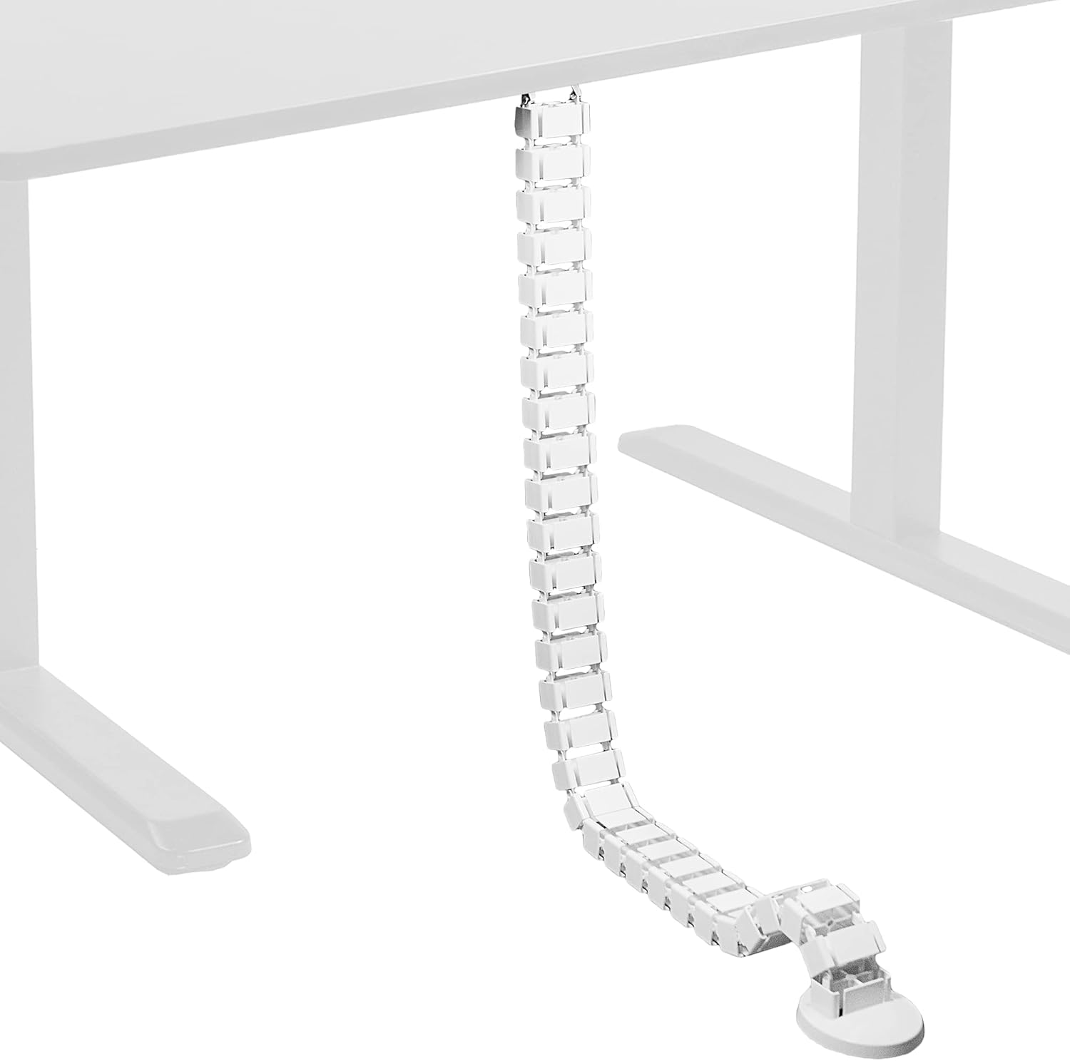 Kabelmanagement-set Höhenverstellbarer Schreibtisch-kabelorganizer, Vier Kabeleinführungen, Weiß, 160 Cm.